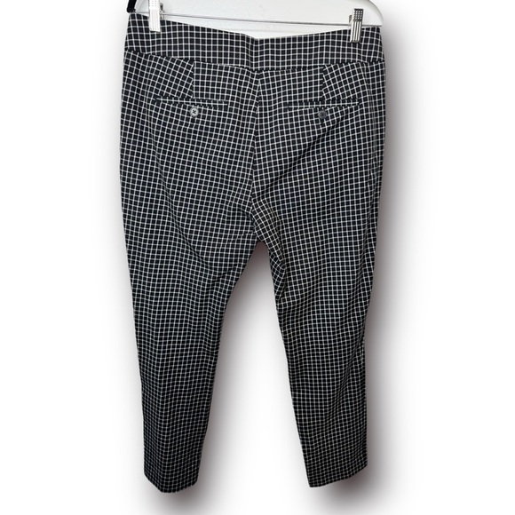LOFT Petites Size 10 Marisa Black White Grid Cropped Stretch Trouser Pants $80 - Picture 4 of 13